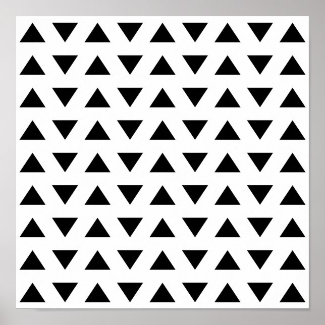 Poster Motif géométrique noir et blanc des triangles. (Devant)