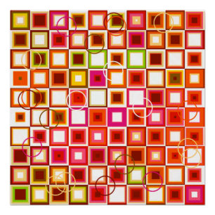 Poster Motif géométrique rétro carré vibrant