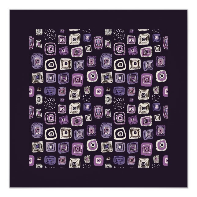 Poster Motif géométrique rétro violet (Devant)