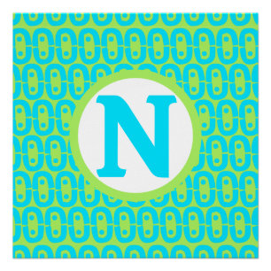 Poster Motif géométrique turquoise et vert lime