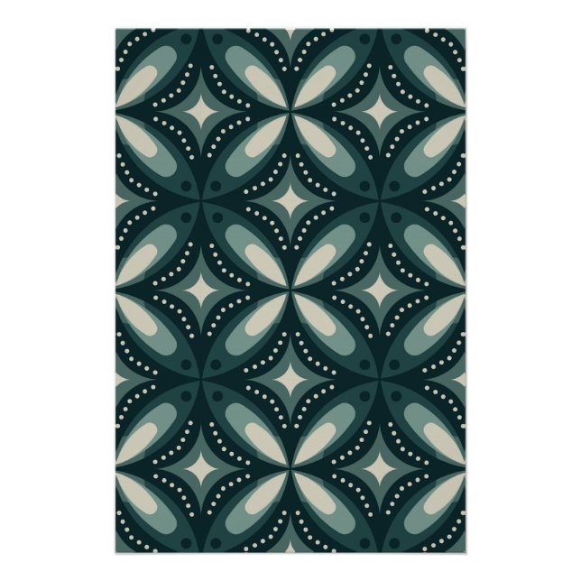 Poster Motif géométrique vert rétro (Devant)