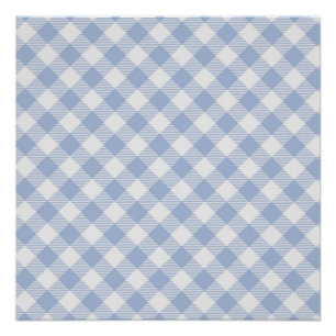 Poster Motif Gingham Bleu Clair Imprimé Carreaux Classiqu