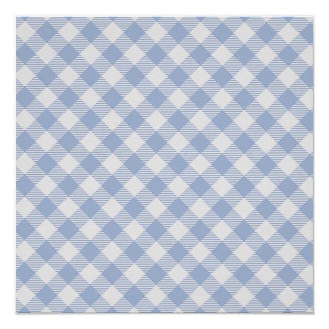 Poster Motif Gingham Bleu Clair Imprimé Carreaux Classiqu (Devant)