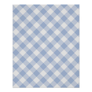 Poster Motif Gingham Bleu Clair Imprimé Carreaux Classiqu