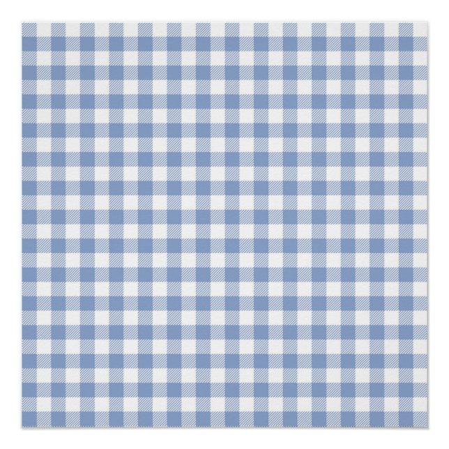 Poster Motif Gingham Bleu Clair Imprimé Carreaux Classiqu (Devant)