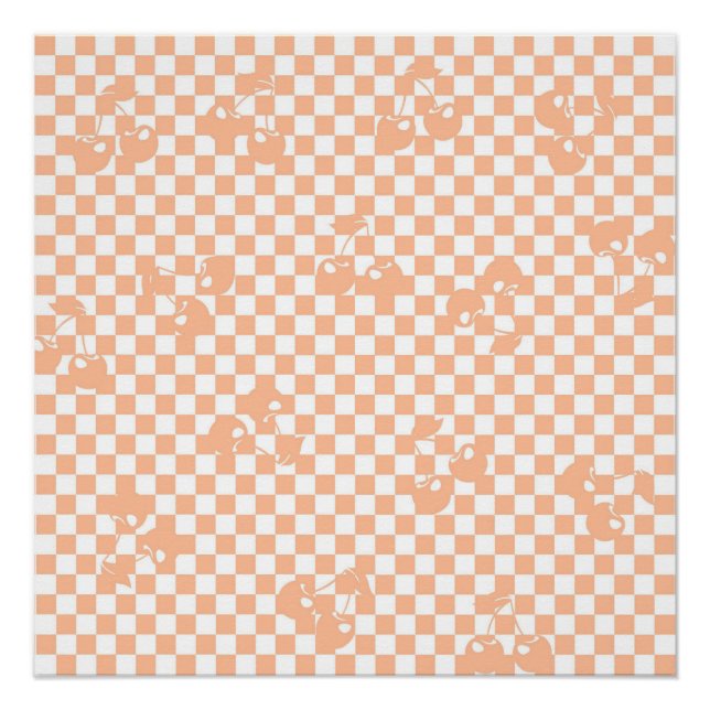 Poster Motif Gingham Cerise Fuzz pêche (Devant)