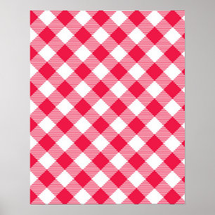 Poster Motif Gingham Rouge et Blanc Classique Rustique