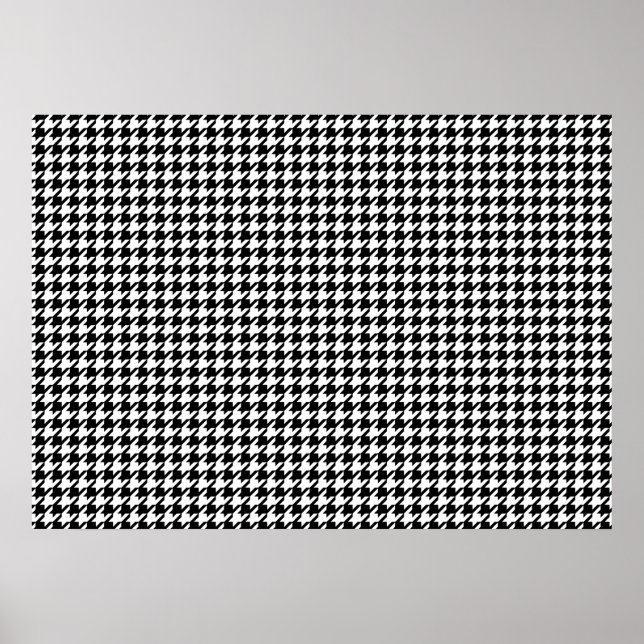 Poster Motif Houndstooth - noir et blanc (Devant)