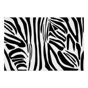 Poster Motif Imprimé Zèbre Noir et Blanc Audacieux