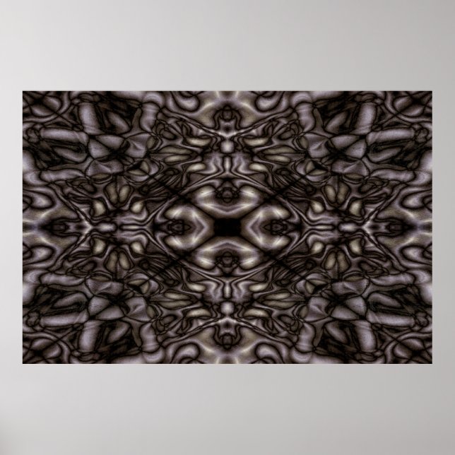 Poster Motif kaléidoscope noir et blanc (Devant)