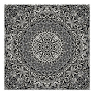 Poster Motif Mandala géométrique noir et blanc