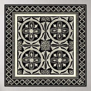 Poster Motif Mandala noir et blanc par Vision Studio