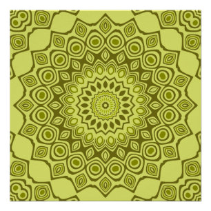 Poster Motif Mandala Vert Olive Groovy