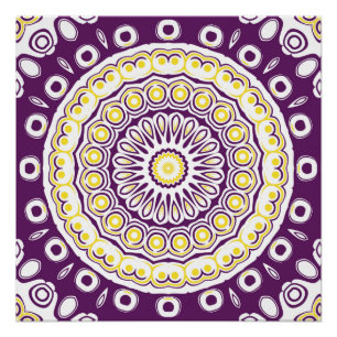 Poster Motif mandala violet et or