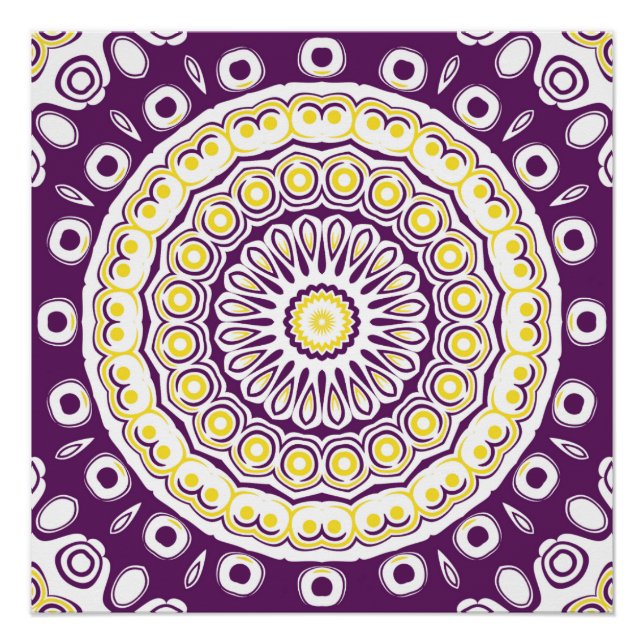 Poster Motif Mandala violet et or (Devant)
