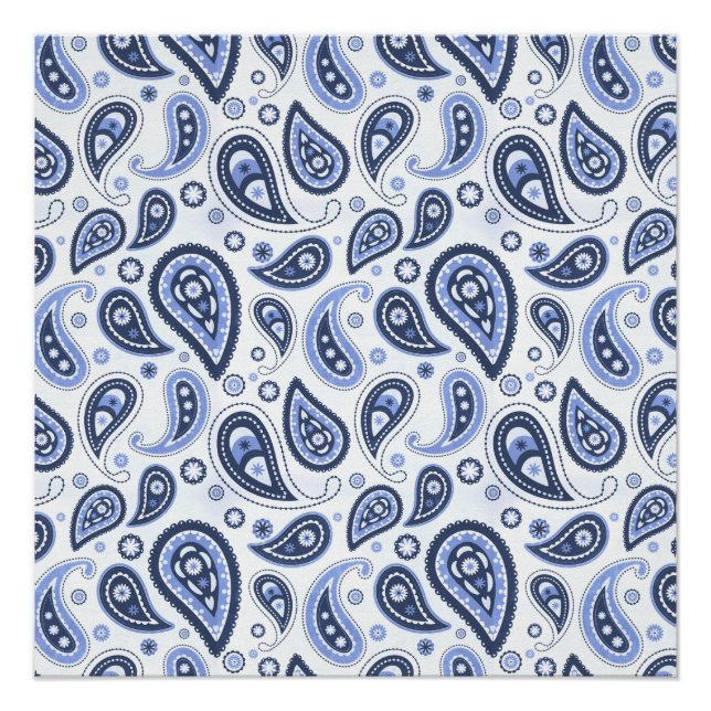 Poster Motif Paisley Bleu (Devant)