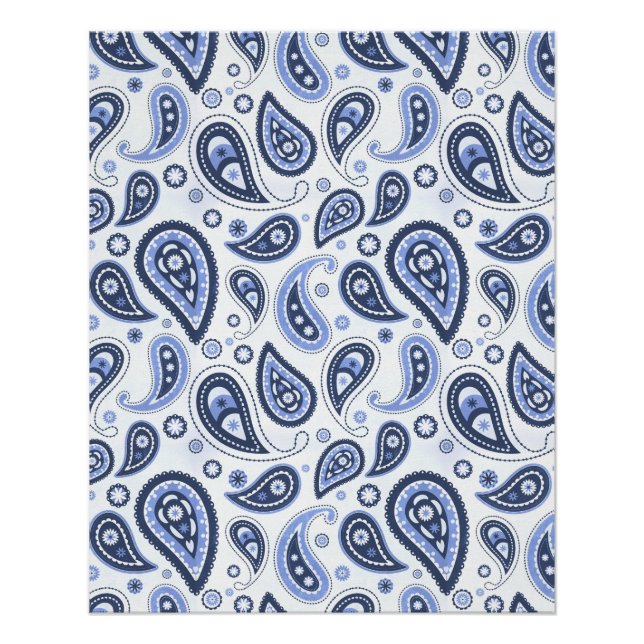 Poster Motif Paisley Bleu (Devant)