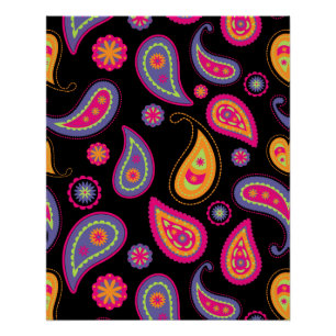 Poster Motif Paisley Coloré