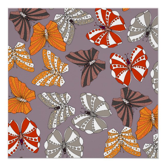 Poster Motif papillons (Devant)
