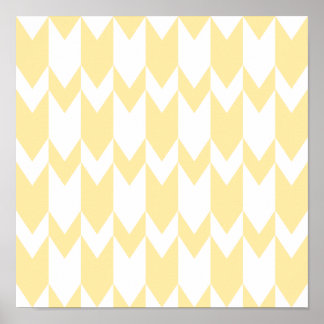 Poster Motif Pastel Jaune et Blanc Chevron.