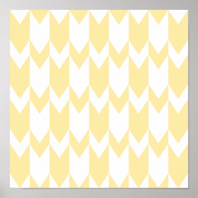 Poster Motif Pastel Jaune et Blanc Chevron. (Devant)