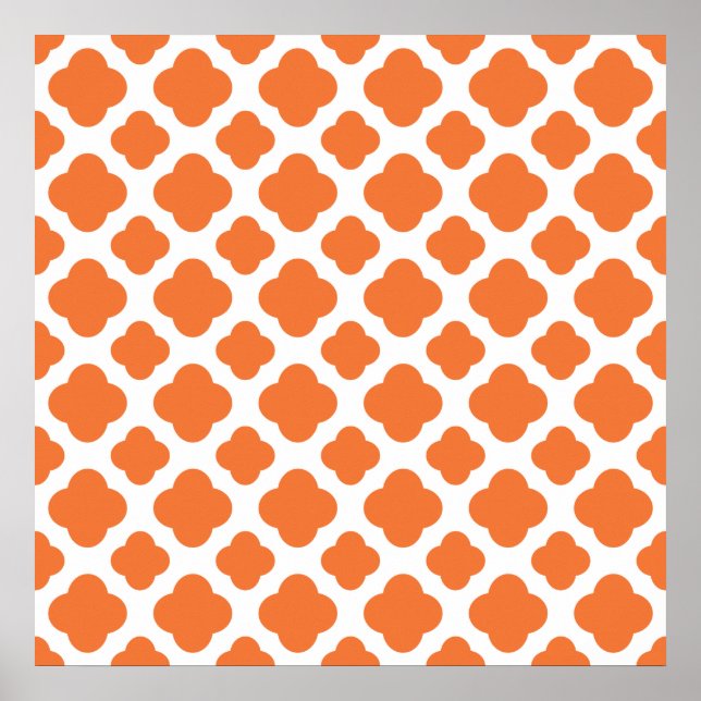 Poster Motif Quatrefoil orange et blanc (Devant)