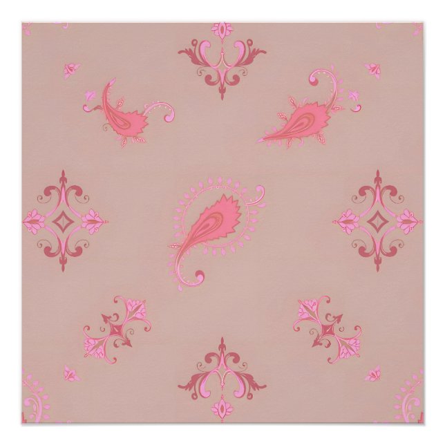 Poster Motif rose Paisley (Devant)
