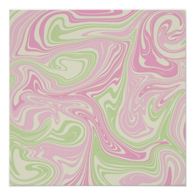 Poster Motif rose vert à bille liquide (Devant)