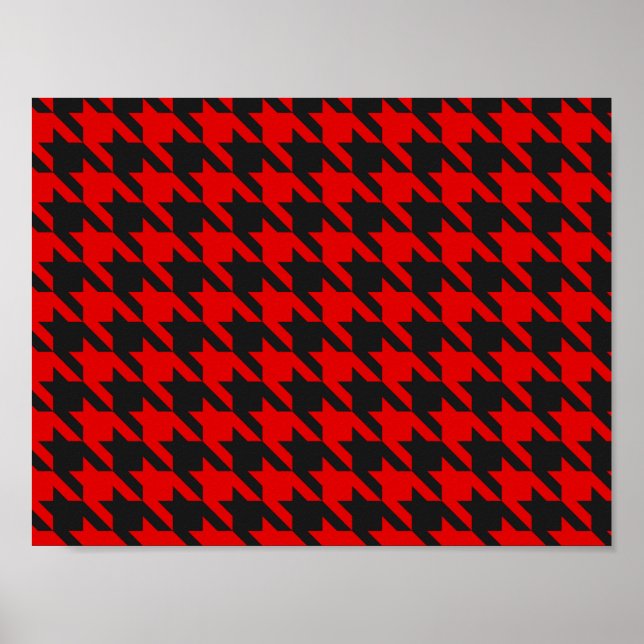 Poster Motif rouge et noir Houndstooth (Devant)
