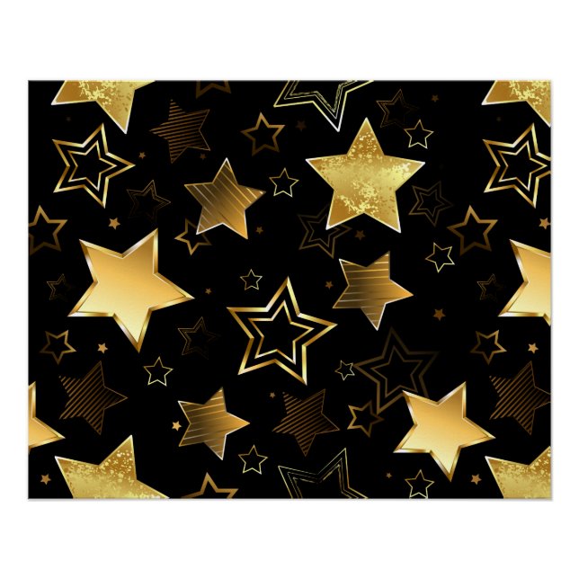 Poster Motif sans couture avec des étoiles dorées (Devant)