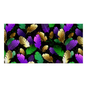 Poster Motif sans couture avec des plumes de Mardi Gras