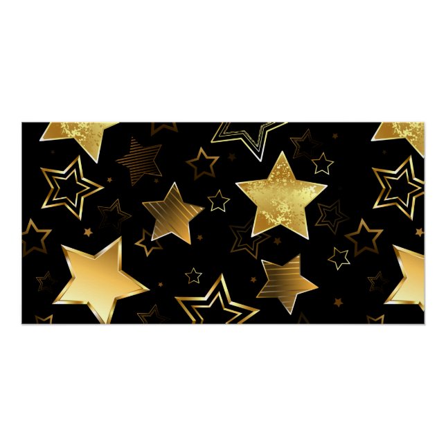 Poster Motif sans couture avec étoiles d'or (Devant)