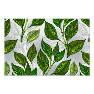 Poster Motif sans couture avec Feuilles de thé vert