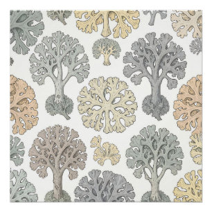 Poster Motif sans couture de corail d'arbre abstrait past