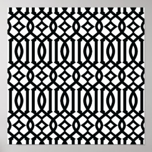 Poster Motif Trellis moderne noir et blanc