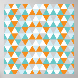 Poster Motif triangle moderne turquoise et orange