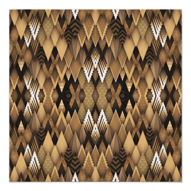 POSTER MOTIF TRIANGULAIRE TRIBAL RUSTIQUE (Devant)