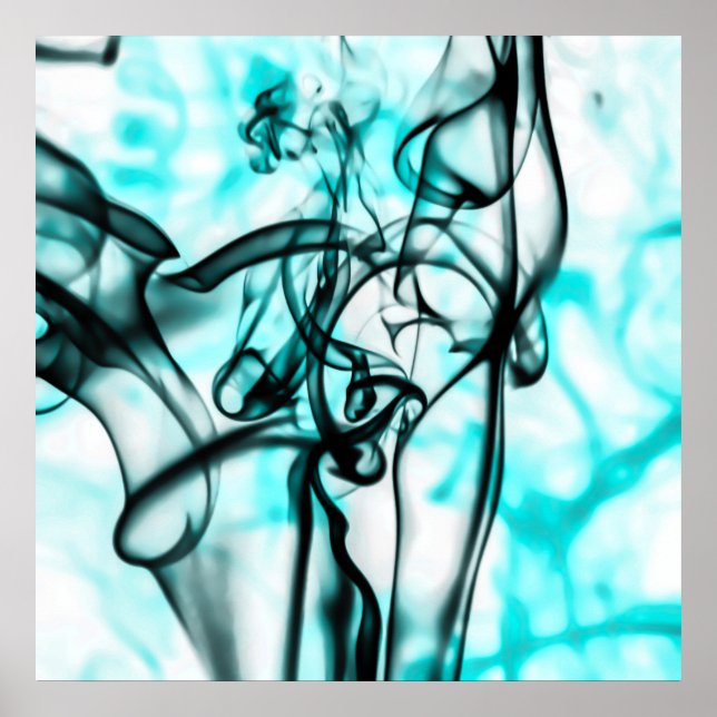 Poster Motif Turquoise Abstrait Black et Aqua (Devant)