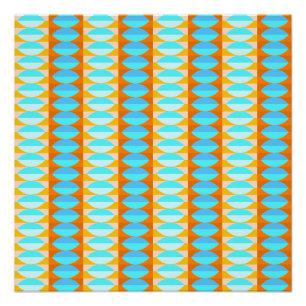 Poster Motif turquoise bleu orange jaune coloré