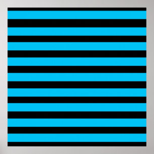 Poster Motif turquoise Blue Turquoise et White Stripes