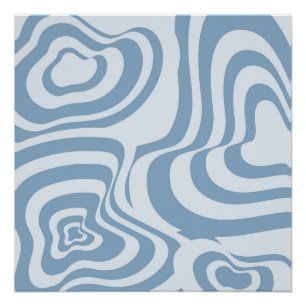 Poster Motif Y2K Groovy Tourbillon Rétro Bleu 