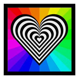 Poster Motif ZEBRA HEART RAINBOW