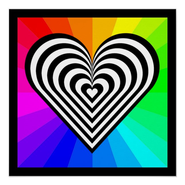 Poster Motif ZEBRA HEART RAINBOW (Devant)