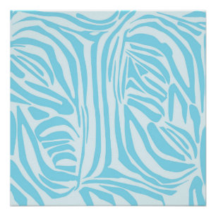 Poster Motif Zèbre Bleu