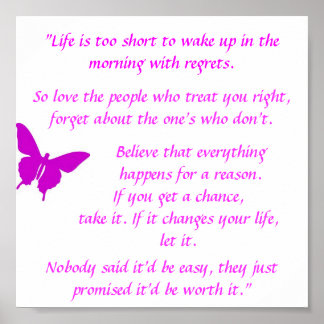 Poster Motivant "La Vie Est Trop Courte"