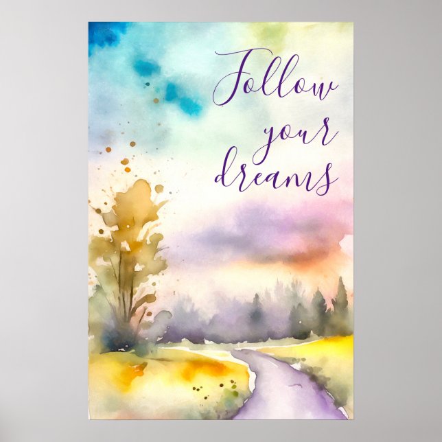 Poster Motivation aquarelle Imprimer Mur Art (Devant)