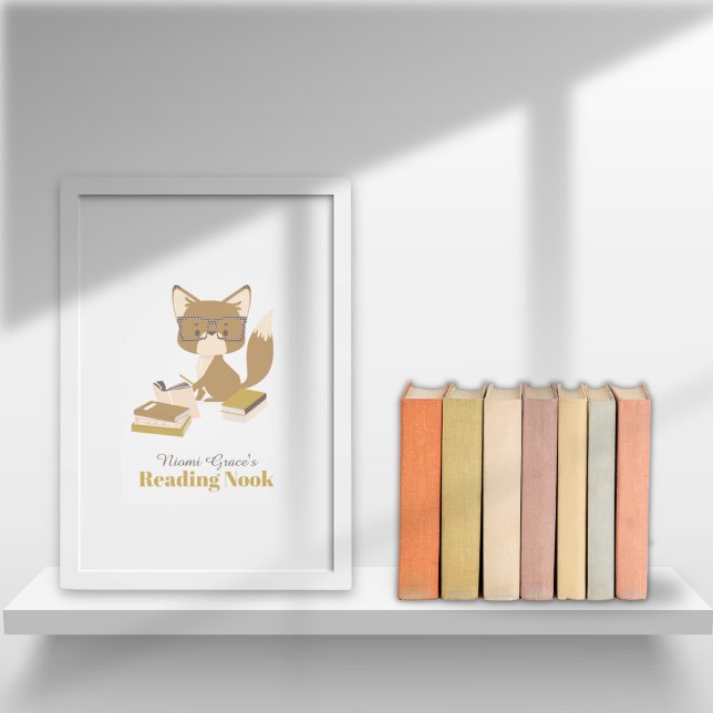 Poster Motivation de lecture Renard boisé (Poster Reading Nook Personalized Kids Read Books)