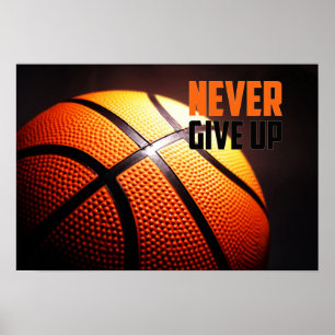 Poster Motivation du basket-ball - ne jamais abandonner p