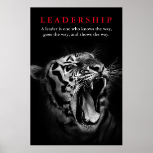 Poster Motivation du leadership du tigre noir et blanc