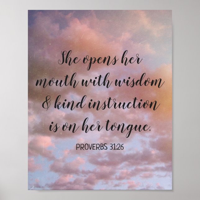 Poster Motivational Bible Verse Pastel Clouds Photo (Devant)
